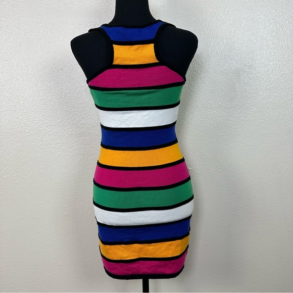 Y2K Wet Seal Striped Bodycon Dress Multicolor Women's Size S - Picture 5 of 13
